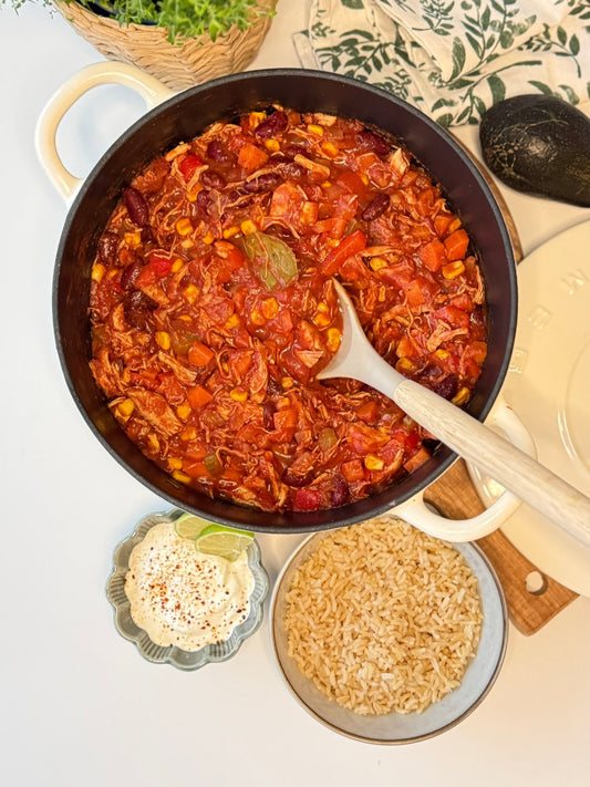 Pulled chicken chili